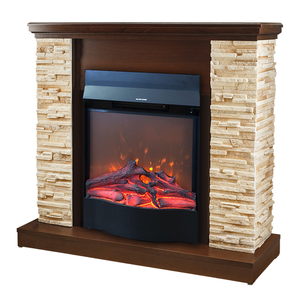 Camino Elettrico da Pavimento 90,3x98x30 cm Effetto Fiamma 1600W Rock & Corsica Noce sconto