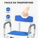 Sedia per Doccia con Imbottitura e Altezza Regolabile Braccioli e Piedini a Ventosa