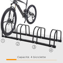Rastrelliera Porta Biciclette 4 Posti 110x33x27 cm in Acciaio Nero