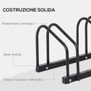 Rastrelliera Porta Biciclette 4 Posti 110x33x27 cm in Acciaio Nero