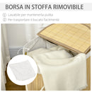 Cesto Portabiancheria a 2 Sezioni 62,5x37x60,5 cm Capacità 100L Sacca Interna Removibile 