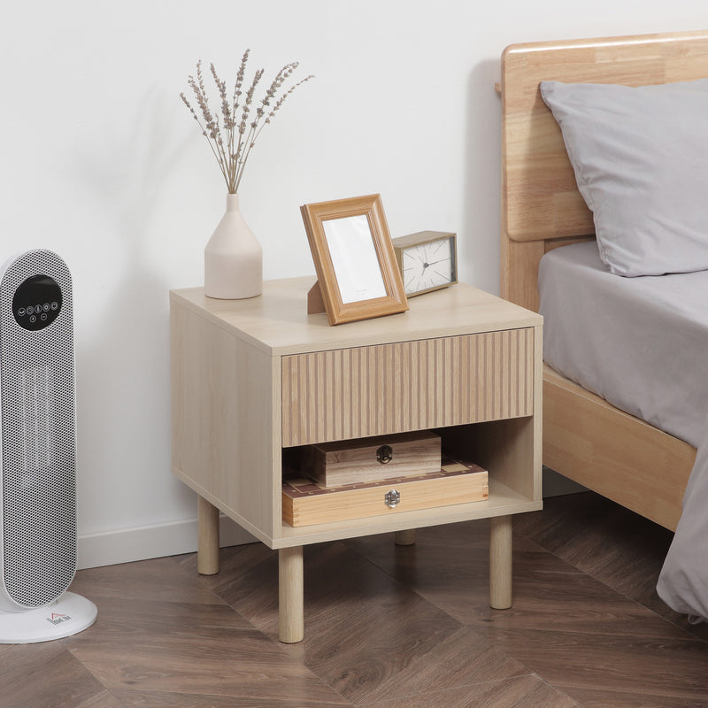 Comodino con Cassetto e Ripiano Aperto 47x47x50 cm in Truciolato Color Legno