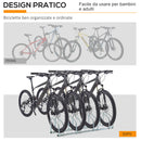 Rastrelliera Porta Biciclette 4 Posti 110x33x27 cm in Acciaio Argento
