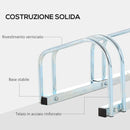 Rastrelliera Porta Biciclette 4 Posti 110x33x27 cm in Acciaio Argento