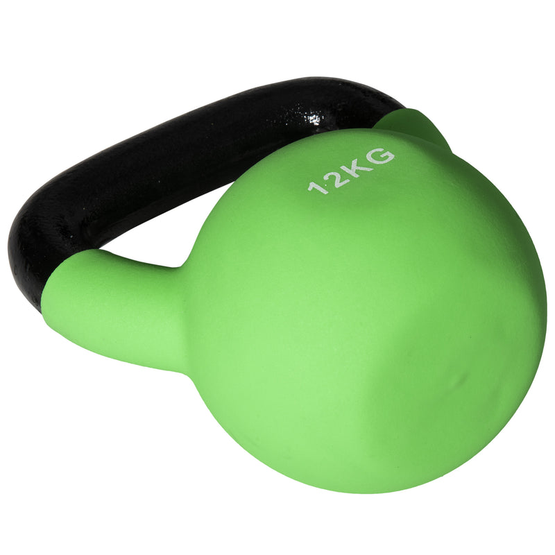 Kettlebell 12 kg per Allenamento Spalle e Bicipiti 20x13x23 cm in Metallo e Gomma Verde