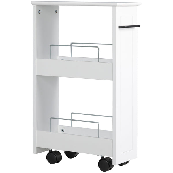 online Carrello Salvaspazio Multiuso 42,5x20,3x66,7 cm in Legno MDF e Ruote Bianco