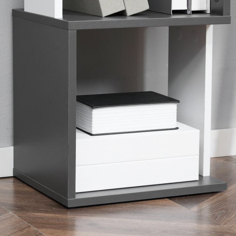 Libreria Moderna Salvaspazio a 5 Ripiani 33x28x161 cm in Legno Grigio e Bianco