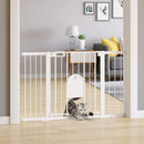 Cancelletto per Cani Estensibile con Porta a Chiusura Automatica 75-131x76 cm in Metallo e ABS Bianco