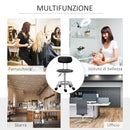 Sgabello per Estetista con 5 Rotelle 38x48x70,5-86 cm Schienale Curvo e Altezza Regolabile Nero