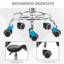 Sgabello con 5 Ruote 36,2x37,5x51-66 cm Seduta Ergonomica Imbottita in Gommapiuma Nero