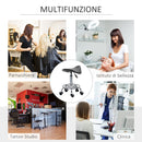 Sgabello con 5 Ruote 36,2x37,5x51-66 cm Seduta Ergonomica Imbottita in Gommapiuma Nero