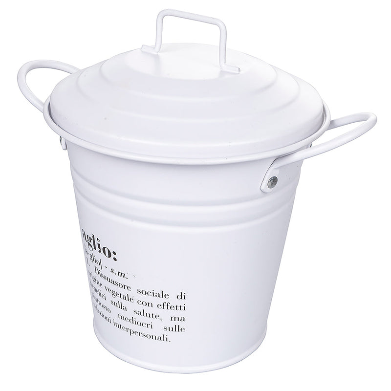 Secchiello Aglio 1 Litro in Metallo VdE Tivoli 1996 Bianco