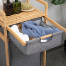 Cesto Portabiancheria 2 Scomparti 42x35x84,5 cm Sacchi in Tessuto in Bambù