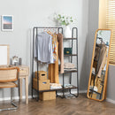 Appendiabiti da Terra con Barra e 5 Ripiani 101x39x160 cm in Legno e Acciaio  Marrone e Nero