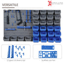 Cassetta Portautensili 44pz 54x22x95 cm con Scatole Regolabili e Rimovibili in Polipropilene  Blu e Grigio