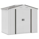 Casetta Box da Giardino Porta Utensili 213x130x185 cm con Porte Scorrevoli in Acciaio Bianco