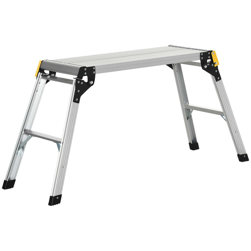 Piattaforma di Lavoro Pieghevole con 4 Piedi Protettivi 128x41x60 cm in Alluminio Argento