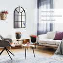 Specchio a Parete e a forma di Arco 70x50 cm in Metallo e Vetro Nero