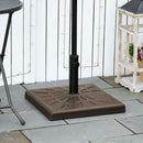 Base per Ombrellone Quadrata di 19kg 51x51x32 cm per Pali da Ø3, 2 cm Ø3,8 cm e Ø4,8 cm in Resina e Acciaio Marrone  