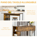 Bancone Bar Pieghevole con Scaffale a 3 Ripiani 120x76x91,4 cm Stile Industriale Marrone e Nero