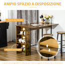 Bancone Bar Pieghevole con Scaffale a 3 Ripiani 120x76x91,4 cm Stile Industriale Marrone e Nero