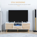 Mobile Porta TV Basso max 46" 140x40x55,3 cm con Ripiano Cassetto e 2 Armadietti in Truciolato e Pino