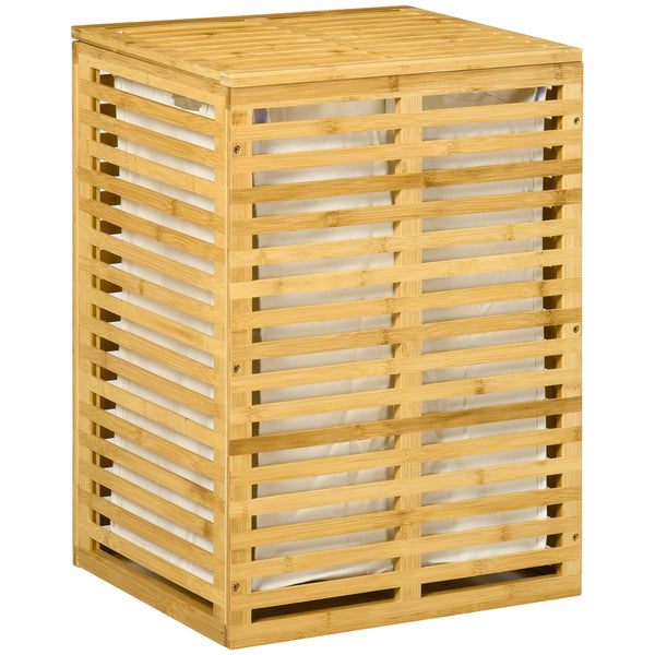 prezzo Cesto Portabiancheria in Bambù 44x37x62,5 cm con Coperchio e Sacca in Poliestere Rimovibile