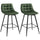 Set 2 Sgabelli da Bar con Schienale e Poggiapiedi 45x47x88 cm in Metallo e Velluto Verde