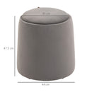 Pouf Contenitore 2 in 1 Convertibile in Tavolino da Caffè Ø44x47,5 cm in Velluto  Grigio