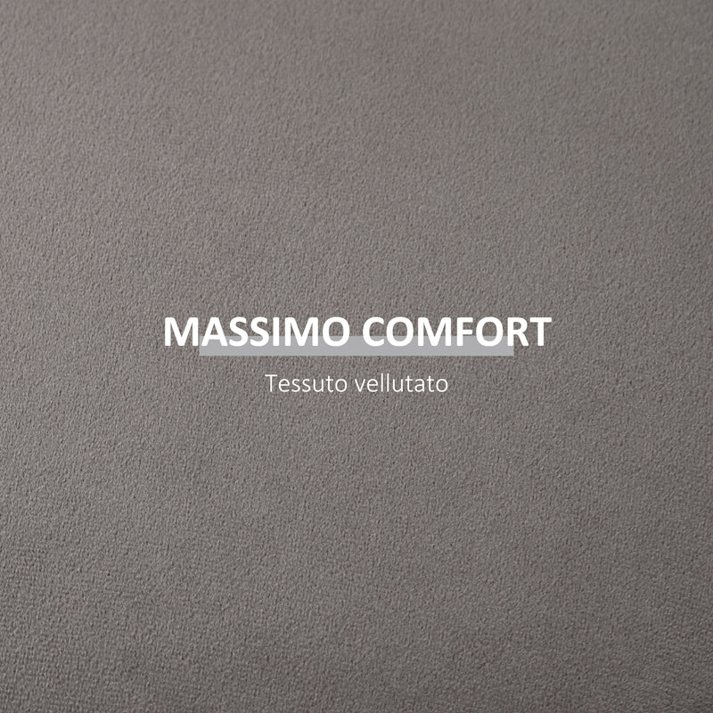 Pouf Contenitore 2 in 1 Convertibile in Tavolino da Caffè Ø44x47,5 cm in Velluto  Grigio