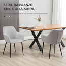 Set 2 Sedie Imbottite 54x57x80 cm in Tessuto Effetto Velluto Grigio