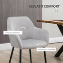 Set 2 Sedie Imbottite 54x57x80 cm in Tessuto Effetto Velluto Grigio