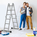 Scala Telescopica a 5 Posizioni con 2 Piattaforme di Sicurezza 339x76x10 cm in Alluminio Argento