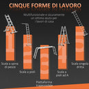 Scala Telescopica a 5 Posizioni con 2 Piattaforme di Sicurezza 339x76x10 cm in Alluminio Argento