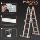 Scala Telescopica a 5 Posizioni con 2 Piattaforme di Sicurezza 339x76x10 cm in Alluminio Argento