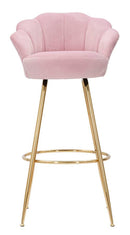 Sgabello Bar Vienna Rosa 55x53x110 cm Spugna e Tessuto e Metallo Rosa e Oro