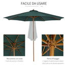 Ombrellone da Giardino 3x2,5m in Legno Verde