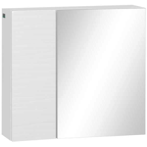 sconto Armadio a Specchio 4 Ripiani 48x15x45 cm in Truciolato e Vetro Bianco