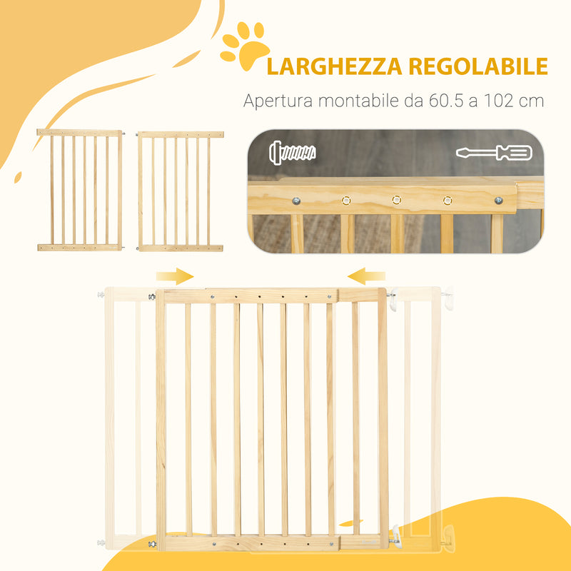 Cancellino per Cani  Taglia Piccola e Media 60,5-102x73 cm in Legno di Pino Naturale