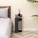 Set 2 Comodini Ripiano Aperto 27x25x60 cm in Truciolato Grigio e Legno Naturale