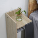 Set 2 Comodini Ripiano Aperto 27x25x60 cm in Truciolato Grigio e Legno Naturale