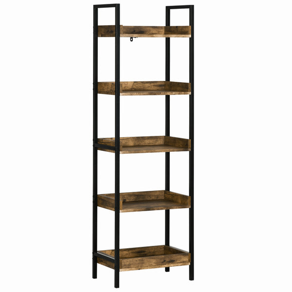 Libreria 5 Ripiani 48x30x155 cm in Legno e Metallo Marrone Rustico sconto