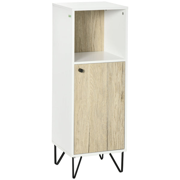 Mobile Bagno Ripiano Aperto 1 Anta 31,5x30x91 cm in Legno Quercia e Bianco sconto