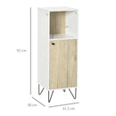 Mobile Bagno Ripiano Aperto 1 Anta 31,5x30x91 cm in Legno Quercia e Bianco