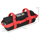 Sacca Bulgara 15 Kg Ø22x55 cm per Allenamento Fitness Nero e Rosso