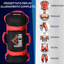 Sacca Bulgara 20 Kg Ø22x55 cm per Allenamento Fitness Nero e Rosso