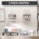 Set 2 Comodini Sospesi 40x29,5x33,5 cm in MDF Bianchi