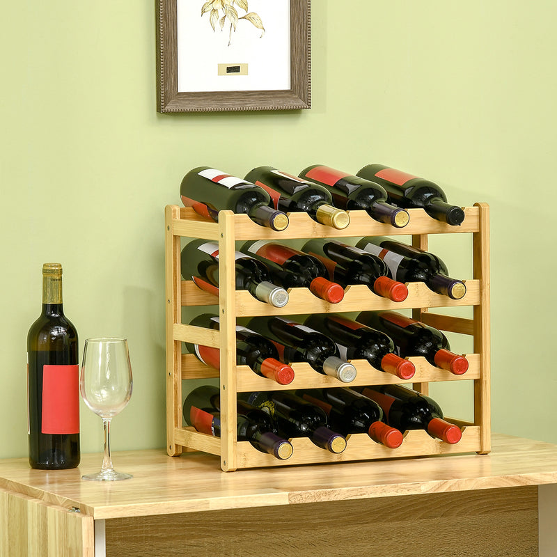 Cantinetta Portabottiglie 16 Bottiglie 43x23,5x38 cm in Legno di Bambù