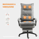 Sedia Poltrona da Ufficio Presidenziale Massaggiante 70x62x120-130 cm con Poggiapiedi Grigio