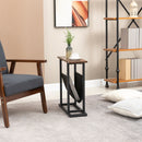 Tavolino Salotto con Borsa Portaoggetti 49x19x55 cm in Truciolato e Acciaio Marrone e Nero